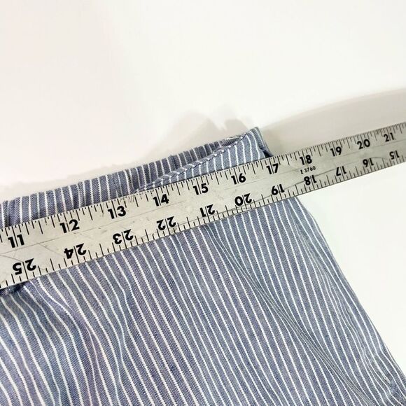 J. Jill Pants Linen Stretch Women L Striped Elastic Waist Button Detail Ankle - Picture 7 of 12
